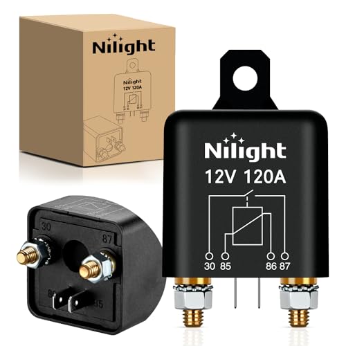 Nilight 120A Starter Relay 4 Pin Split Charge Relay Switch 12V Continuous Heavy Duty SPST High Current 4 Terminal Car Starter On Off Control Relay for Automotive Car Truck RV Camper