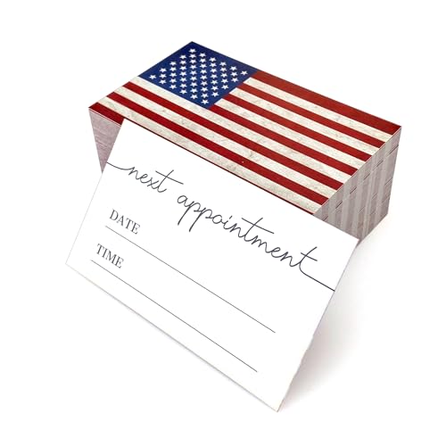 RXBC2011 100 Pack Patriotic American Flag Appointment Reminder Cards 2x3.5 Inches