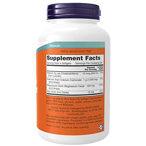 NOW Foods Calcium & Magnesium, 240 Softgel (2 Pack)