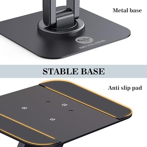 OCYCLONE for iPad Stand 360 Rotating, Adjustable Tablet Stand for Desk, Portable Monitor Tablet Stand Holder Office Accessories Compatible with Kindle 4" - 15.6" Tablet iPad PS iPhone Stand, Black