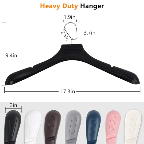 DEDU Suit Hangers for Men 40 Pack, Extra Wide Suit Hanger Non Slip Width 17.7", Thick Plastic Coat Hangers Grey with 360° Swivel Metal Hook