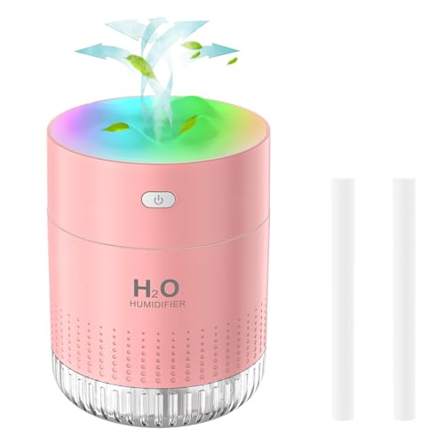 besky Small Portable Humidifiers for Bedroom, USB Rechargeable Mini Cool Mist Humidifier 2 Modes Super Quiet with Colorful Night Lamp, Suitable for Travel Office Family