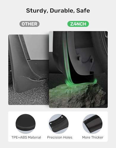 2024 Upgrade Tesla Model Y Accessories Mud Flaps [No Drilling Install - Full Install Tools] [Vehicle Tire Protector] Military Grade Design Splash Guard for Tesla Model Y 2020-2024 (Set of 4)