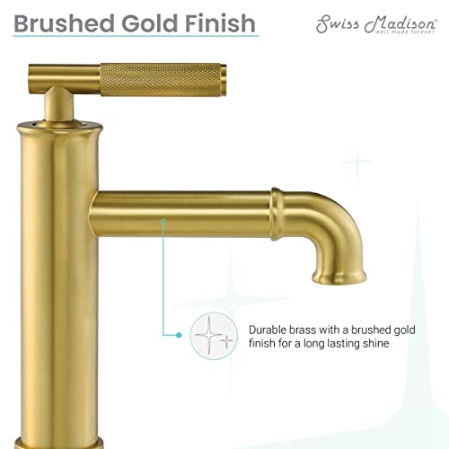 Swiss Madison Well Made Forever SM-BF90BG Avallon Single Hole, Single-Handle Sleek, Bathroom Faucet (Brushed Gold)