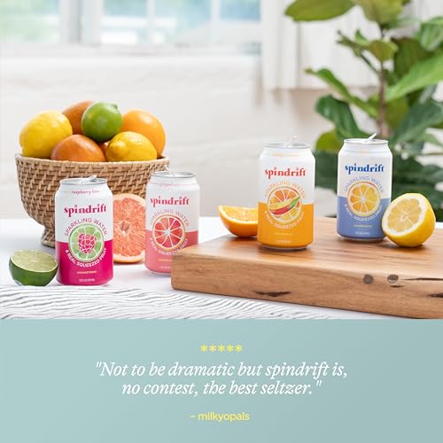 Spindrift Sparkling Water, 4 Flavor Variety Pack, Made with Real Squeezed Fruit, 12 Fl Oz (Pack of 20)