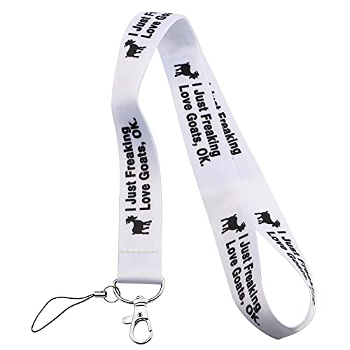 LQRI Goat Farmer Gifts Goat Lanyard ID Holder Keychain Clip I Just Freaking Love Goats OK Holder Funny Goats Lovers Gift Pet Goat Gift Crazy Goat Lady Gift(lanyard)