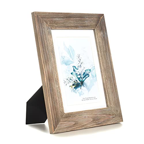 KAIWIN 100% Solid Wood Brown 12x16 Picture Frames 2 Pack - Display Picture 8.5x11 with Mat, HD Plexiglass Inside, Rustic Wooden Photo Frames for Wall Mounting