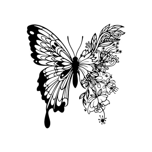 ESTART Metal Butterfly Wall Decor, 12 x 11.2 inch Boho Butterfly and Flower Metal Hanging Wall Decor Home Wall Art for Living Room Bedroom Bathroom