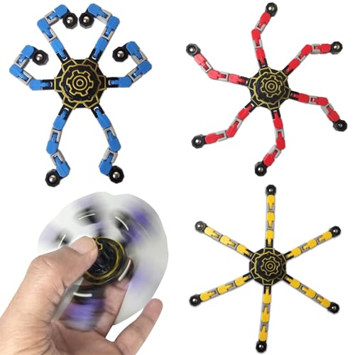 FIDGETVIBE 4-Pack Set - Transformable Fidget Spinners for Kids & Adults - Colorful Gyro Spinning Fidget Toys for Boys & Girls - Gift Ideas for Birthday, Children's Party Favor Easter Basket Stuffers