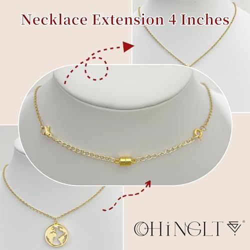 OHINGLT Necklace Extender Magnetic Necklace Clasps and Closures,Adjustable Necklace Extenders Gold and Silver Chain Extension for Necklaces Magnetic Clasps