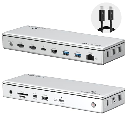 WAVLINK Thunderbolt 4 Dock with Dual HDMI 4K@60Hz,100W Charging, Thunderbolt Certified, 13-IN-1 USB C Docking Station Dual Monitor Single 8K Output for Windows or Mac, 4X USB, 2.5G Ethernet,SD/MicroSD