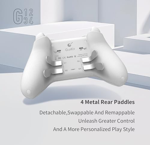 GuliKit KK3 MAX Controller,Kingkong 3 Maglev Vibration Motor,Hall Effect Bluetoot/Wired/Wireless Controller with 1000Hz Polling Rate and Level 2200 High Precision Joystick for Windows,Switch, Android, iOS (White)