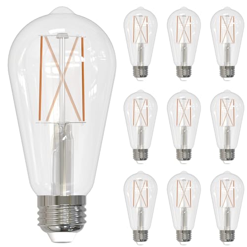 Bulbrite (10-Pack) Item 776769 LED Filament Light Bulb, 8.5 Watt, Clear Finish, Bulb Type ST18, Base E26, Soft White Light 3000K, 850 Lumens, CRI 90, Ideal for Decorative Lighting