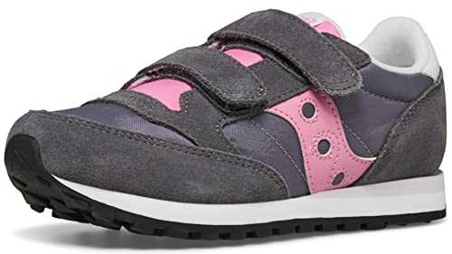 Saucony Jazz Double Hook & Loop Sneaker, Grey/Pink, 10.5 US Unisex Little Kid