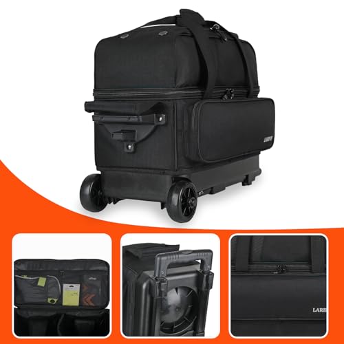 LARIPOP Dual Roller 2-Ball Bowling Bag, Featuring a Separate Large Shoe Compartment Capable of Accommodating Bowling Shoes, a 3-Section Telescopic Handle that Extends Up to 40" Designed for Travel.