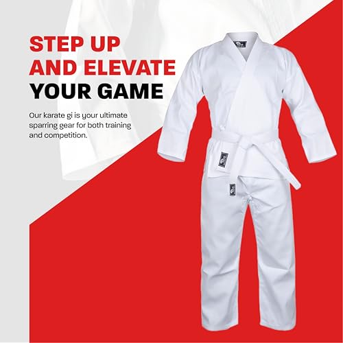 Hawk Sports Karate Uniform, Lightweight Karate Gi with Belt for Kids and Adults, Ideal for Martial Arts Training and Sparring, Durable Training Gear, Size 0 (4'3''/70lbs)