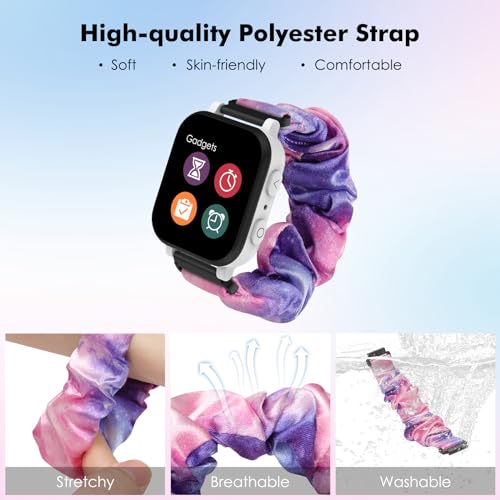 MoKo Scrunchie Band Compatible with Gizmo Watch 3 2 1/Gabb Watch 3 2 1/SyncUP Kids Watch, Cute Elastic Replacement Wristband Strap Stretchy Bands for Kids, Starry Purple