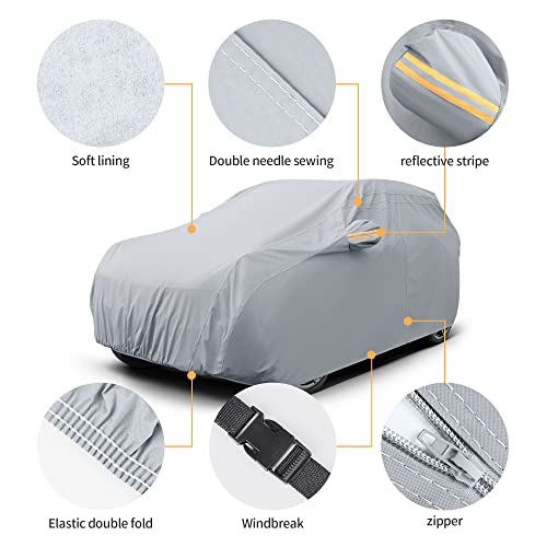 GXT All Weatherproof SUV Car Cover for Outdoor Automobiles, Heavy Duty TPE Fabric Full Protection for Rain Dirty Snow UV and Wind, Universal Fit for Compact or Full-Size SUV up to 190 inch