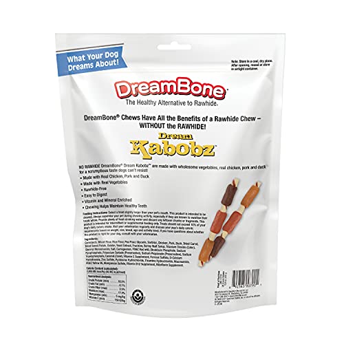 DreamBone Dream Kabobz, Rawhide Free Dog Chew Sticks Made Made with Real Chicken and Vegetables, 18 Count