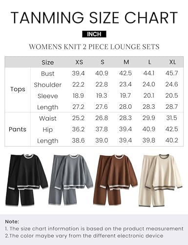 Tanming Women's Sweater Sets 2 Piece Outfits Knitted Pullover Jumper and Wide Leg Pants Tracksuit(ArmyGreen-XS)