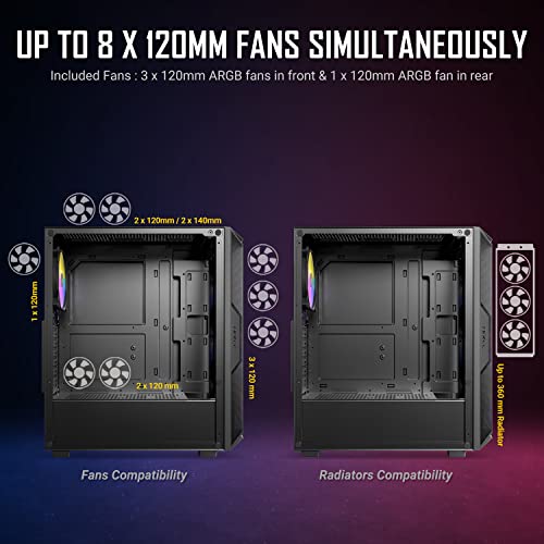 ANTEC AX61 Mid-Tower ATX Gaming Case with Mesh Front Panel, ARGB Fans, Tempered Glass Side Panels, 360mm Radiator Support
