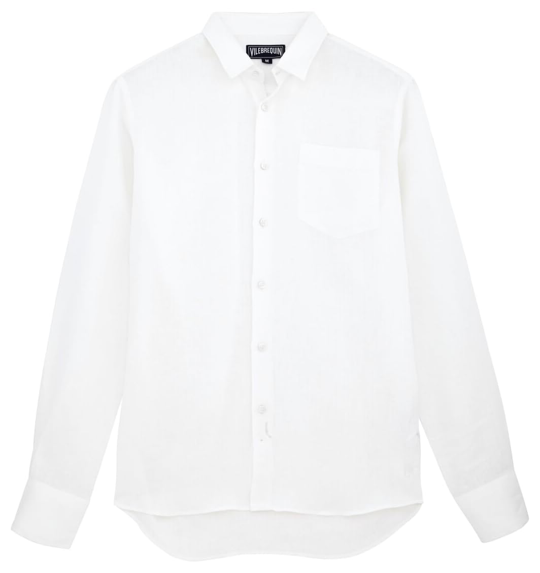 VILEBREQUIN Men's Solid Linen Shirt-M, White