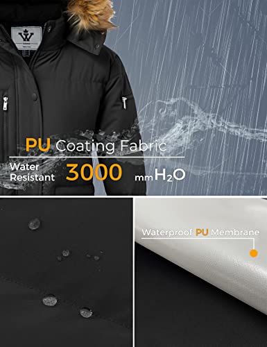 WenVen Winter Warm Padded Coat for Women Puffer Jacket with Removable Hood(Black, Small)