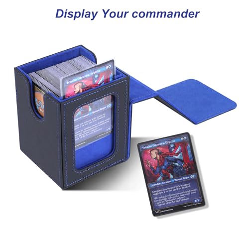 AFIING MTG Deck Box for Commander Display,Card Deck Box Fits 100 Double Sleeved Cards, Magic Commander TCG Card Storage Box with 2 Dividers,Drawstring Bag and 1 Toploader(Pink/grey)