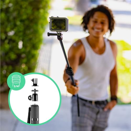 JOBY Compact Monopod 2-in-1, Camera/Action Cam with Ball Head, Universal ¼-20” Mount, Swivel Mount Compatible with GoPro, DSLR, Mirrorless Camera, Colour: Black