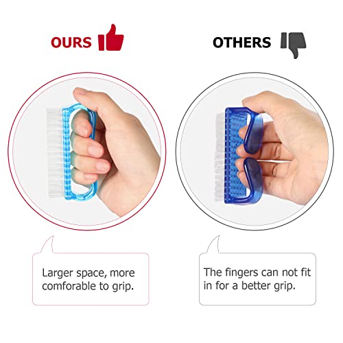 Larbois Handle Grip Nail Brush, Hand Fingernail Brush Cleaner Scrubbing Kit Pedicure for Toes and Nails Men Women (4 Pack)