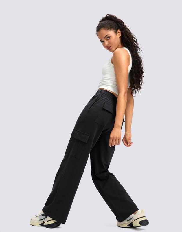 Viodia Womens Cargo Sweatpants High Waisted Wide Leg Baggy Cotton Pants Straight Leg Loose Joggers for Casual Lounge Saddle Brown