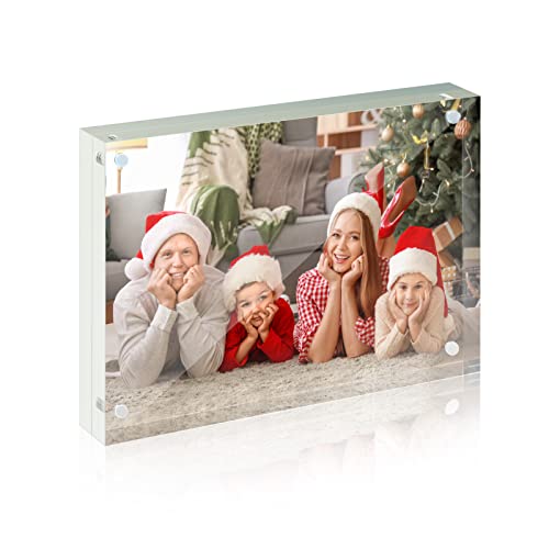 Acrylic Frame, SYNTRIFIC 3.5x5 Inch Acrylic Picture Frame 3 Pack Horizontal Magnet Double Sided Photo Frame with Microfiber Cloth, 10+10MM Thickness Clear Picture Frame Desktop Acrylic Photo Frame