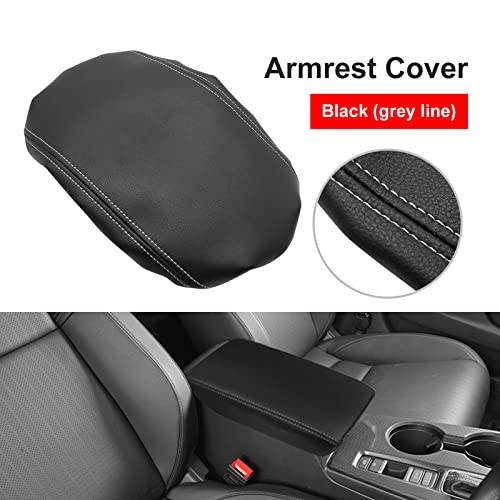 Hoypeyfiy Leather Center Console Armrest Cover replacement for Honda Civic 2022 2023 Sedan LX Sport EX Touring, Hatchback LX Sport EX-L Sport Touring Black (Gray line,Red line) (black (Gray line))