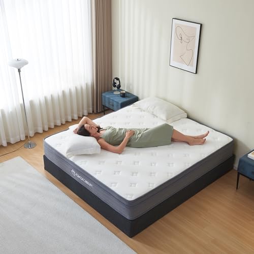 Gojef Twin Mattress, 10 Inch Twin Size Hybrid Mattress in a Box Memory Foam with Independent Spring, Soft and Comfortable Medium Firm Mattress, Pressure Relief, CertiPUR-US Certified