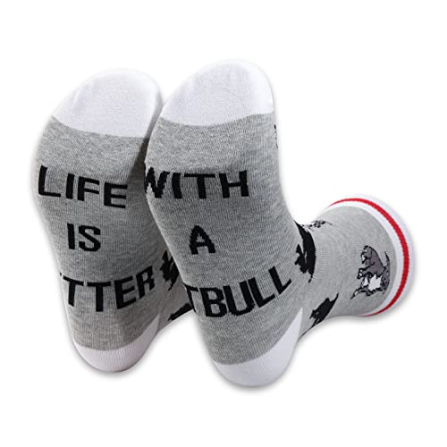 PXTIDY 2 Pairs Pit Bull Dog Socks Pitbull Mom Gifts Novelty Crew Socks Gifts for Pitbull Lovers Pitties Pet Dog Owner Gifts