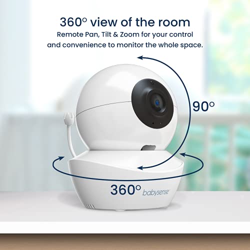 Babysense Baby Monitor with 2 Cameras and Audio 4.3", Non WiFi Baby Monitor, Dual Split Screen, Portable Double Sleep Video Monitor, Auto Night Vision & Light, Lullabies & White Noise, Two-Way Audio