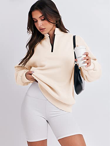 ANRABESS Women Oversized Sweatshirts Hoodies 1/4 Half Zip Pullover Top Fall Fashion Outfits 2024 Y2k Clothes Outfit 1018shenfen-S Light Pink