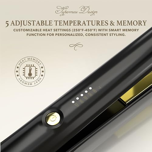 Giacomucci Titanelli 2 in 1 Titanium Hair Straightener and Curler | 100% Pure Ti-Thermal Technology Flat Iron | 1-Inch Professional Styling | Available in Black, Gold, and Pink (Black)