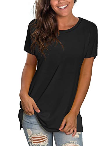 Womens Summer Tops Short Sleeve Tee Shirts Loose Fitting Tees Crewneck M