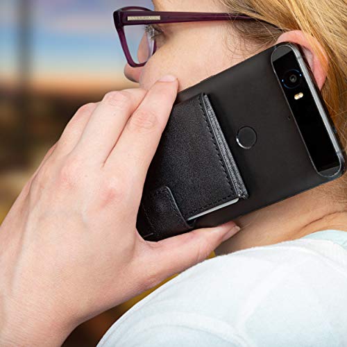 Cell Phone Card Holder Stick on Wallet Phone Pocket for iPhone, Android and All Smartphones (Black and Grey)