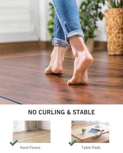 FURKIT Vinyl Floor Mat for Home, Black Waterproof Area Mat for Under Dining Room Table, Sturdy Plastic Rug Protector for Kitchen, Living Room, Yard, Garage, Large Baby Play Mat (3'×5')