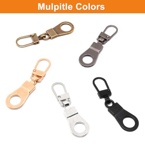 SWZHAI Replacement Zipper Pull, 5pcs Detachable Luggage Zipper Pulls Zipper Tab Replacement for Small Holes Heavy Duty Zipper Pull Replacement for Jacket Purses Backpacks Suitcase (5 Colors)