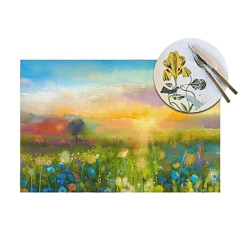 Turtle Table Placemats for Dining Table Ocean Style Set of 4 Washable 12x18 Inch PVC Placemats Kitchen Decor Non Slip Heat-Resistant Washable Table Mats Durable Placemats
