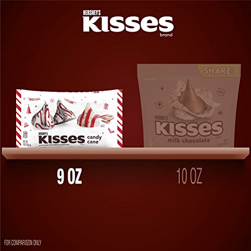 HERSHEY'S KISSES Candy Cane Flavored, Christmas Candy Bag, 9 oz