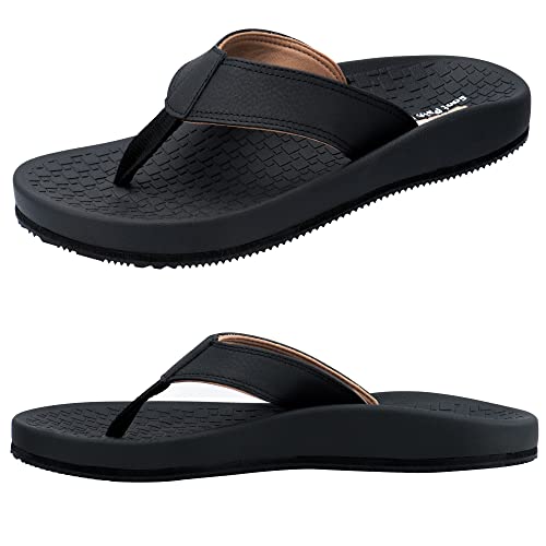 Thearches Men's Beach Sandals Flip Flop, Quick-Dry Arch Support Flip Flops Slides, Orthotic Supportive Sandal for Plantar Fasciitis, Flat Feet, Heel Pain All-Day Comfort Walk