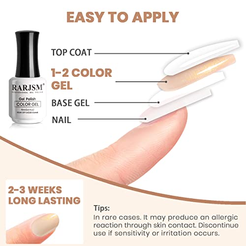 RARJSM Gel Nail Polish Nude Glitter Pale Ivory Sparkle Holographic Rainbow Chunky Red Shimmery Iridescent Jelly Nude Skin Tone Gel Polish Single Bottle Soak off UV LED Cured for Home Salon 15ML