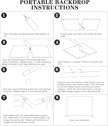 WEPDIY Portable Pipe and Drape Heavy Duty Backdrop Stand, ADJ Metal Frame and Heavy Metal Base for Wedding, Birthday Party, Photography Backdrop (1*ADJ UprightPole 4-7FT)