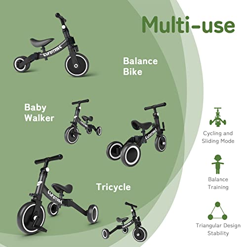besrey 5 in 1 Toddler Bike for 1 Year to 4 Years Old Kids, Toddler Tricycle Kids Trikes Tricycle, Toys for Boy & Girl, Balance Training, Removable Pedals