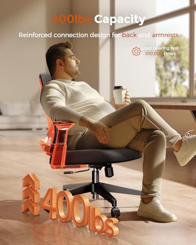 CAPOT Ergonomic Office Chair 400lbs Capacity - 3.9-inche Cushion and Tall Back Computer Desk Chair Breathable Mesh - Comfortable Swivel Office Chair with Adjustable Lumbar Support