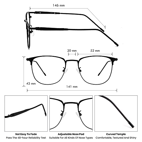 GUDVUE Blue Light Glasses, Computer/Gaming/TV/Phones Glasses for Women/men, Anti Glare/UV400/Eye Strain, Shiny Black